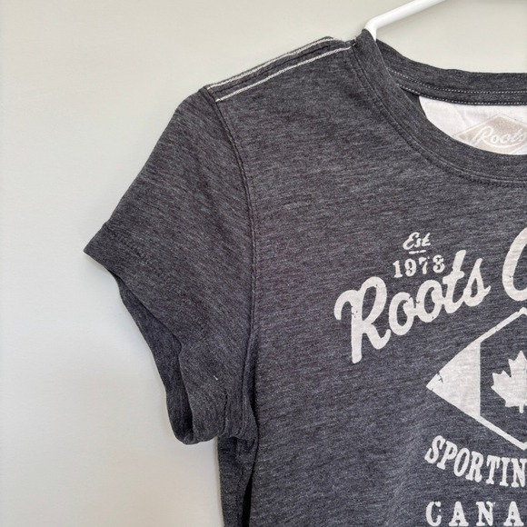 Vintage Roots Tee Women's Size XS Gray Logo Loungwear Relaxed Fit T-Shirt - Picture 2 of 10